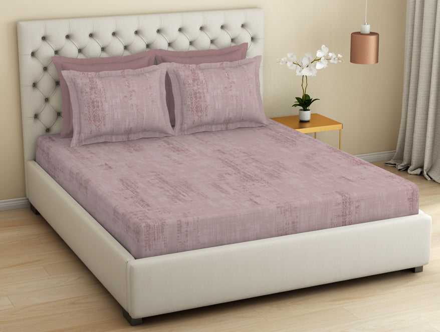 Spaces Essentials Premium 100 % Cotton Large Bedsheet, 180 TC, Geometric, Blush
