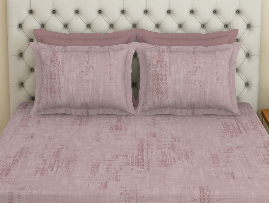 Spaces Essentials Premium 100 % Cotton Large Bedsheet, 180 TC, Geometric, Blush
