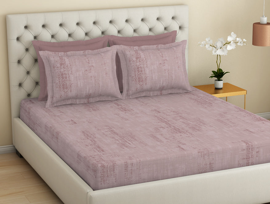 Spaces Essentials Premium 100 % Cotton Large Bedsheet, 180 TC, Geometric, Blush