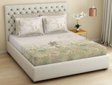 Spaces Essentials Premium 100 % Cotton Large Bedsheet, 180 TC, Floral, Light Aqua