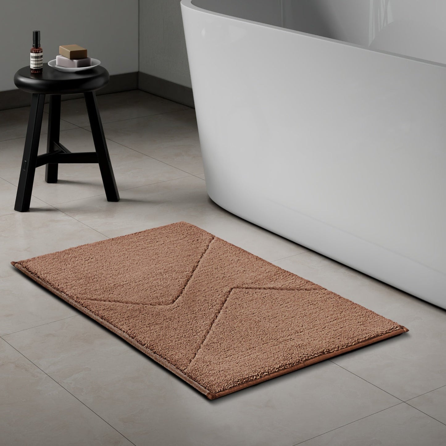 Spaces Swift Flow Polyester Small Bath Mat, 1677 GSM, Solid, Dark Brown