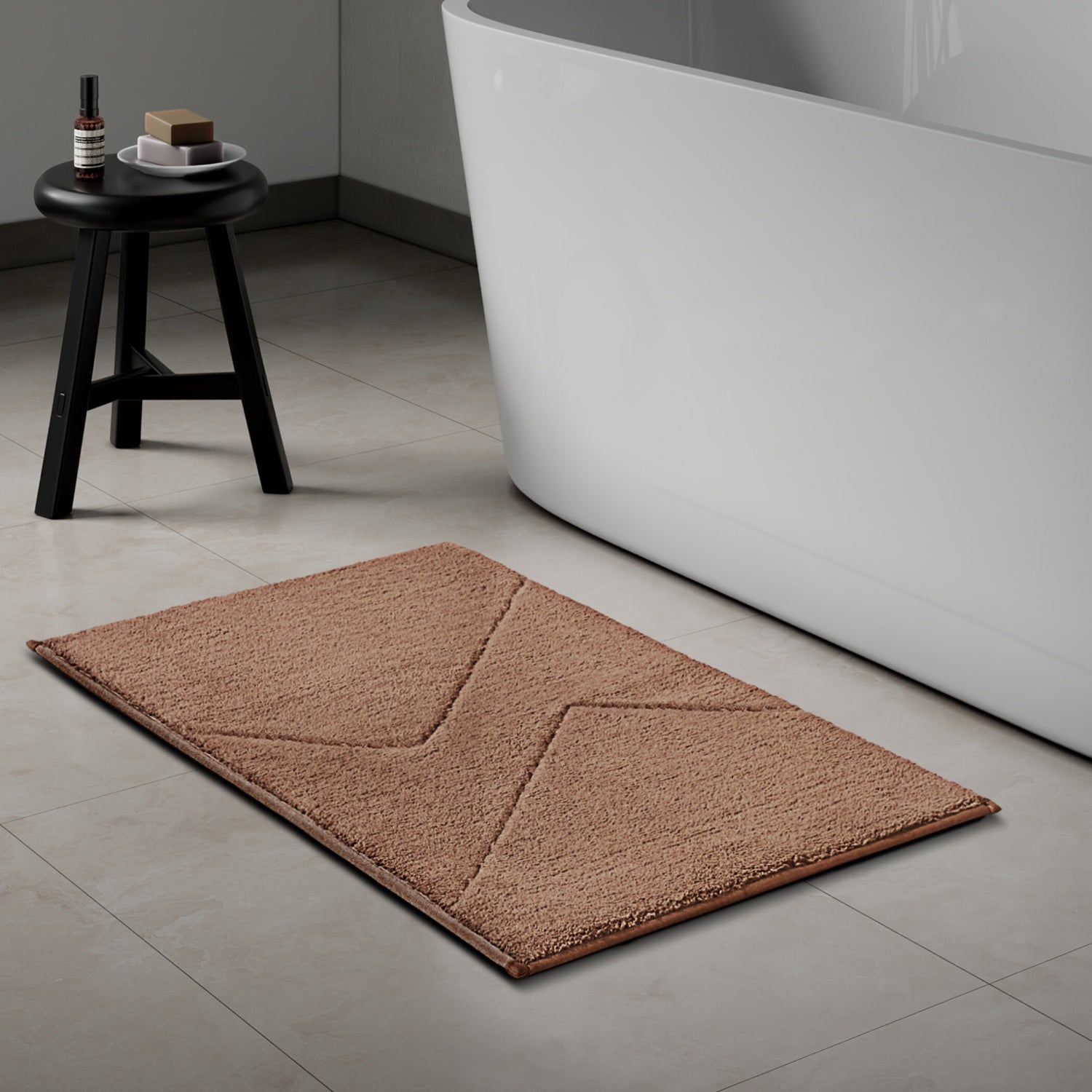 Spaces Swift Flow Polyester Small Bath Mat, 1677 GSM, Solid, Dark Brown