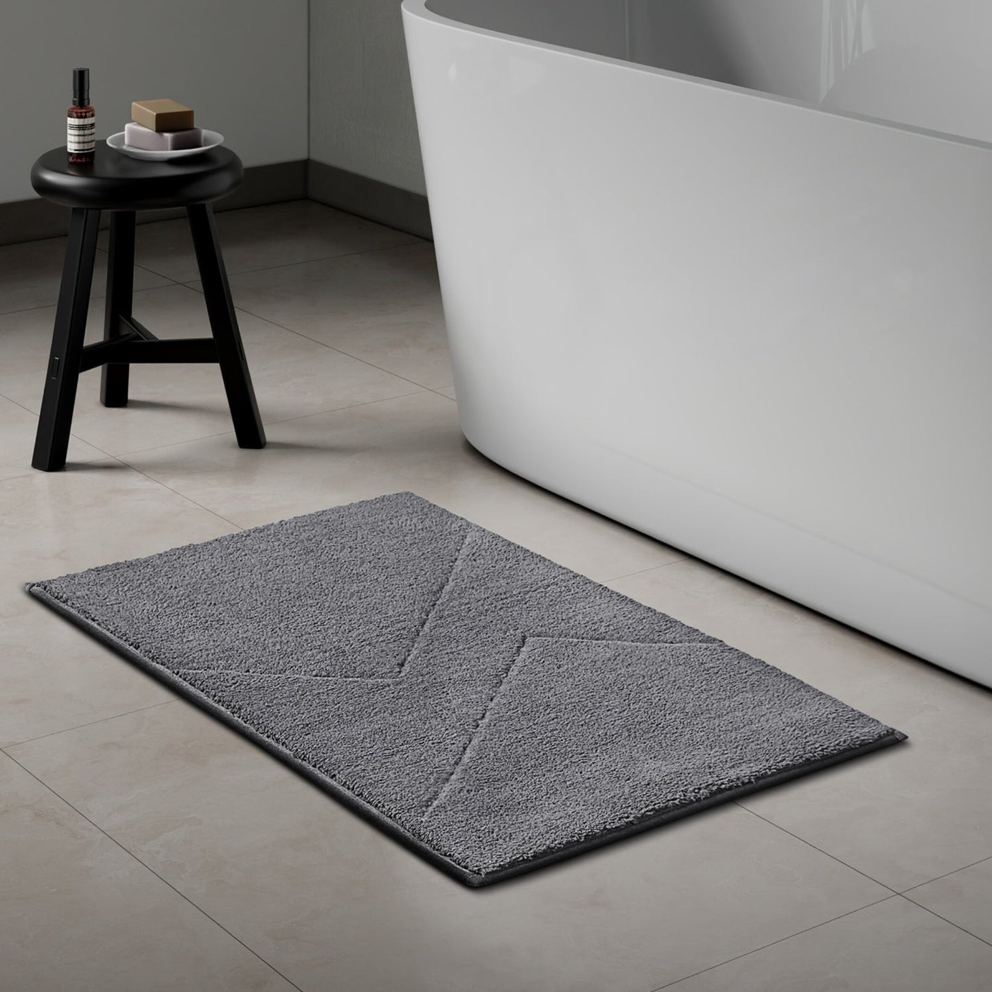 Spaces Swift Flow Polyester Small Bath Mat, 1677 GSM, Solid, Light Grey