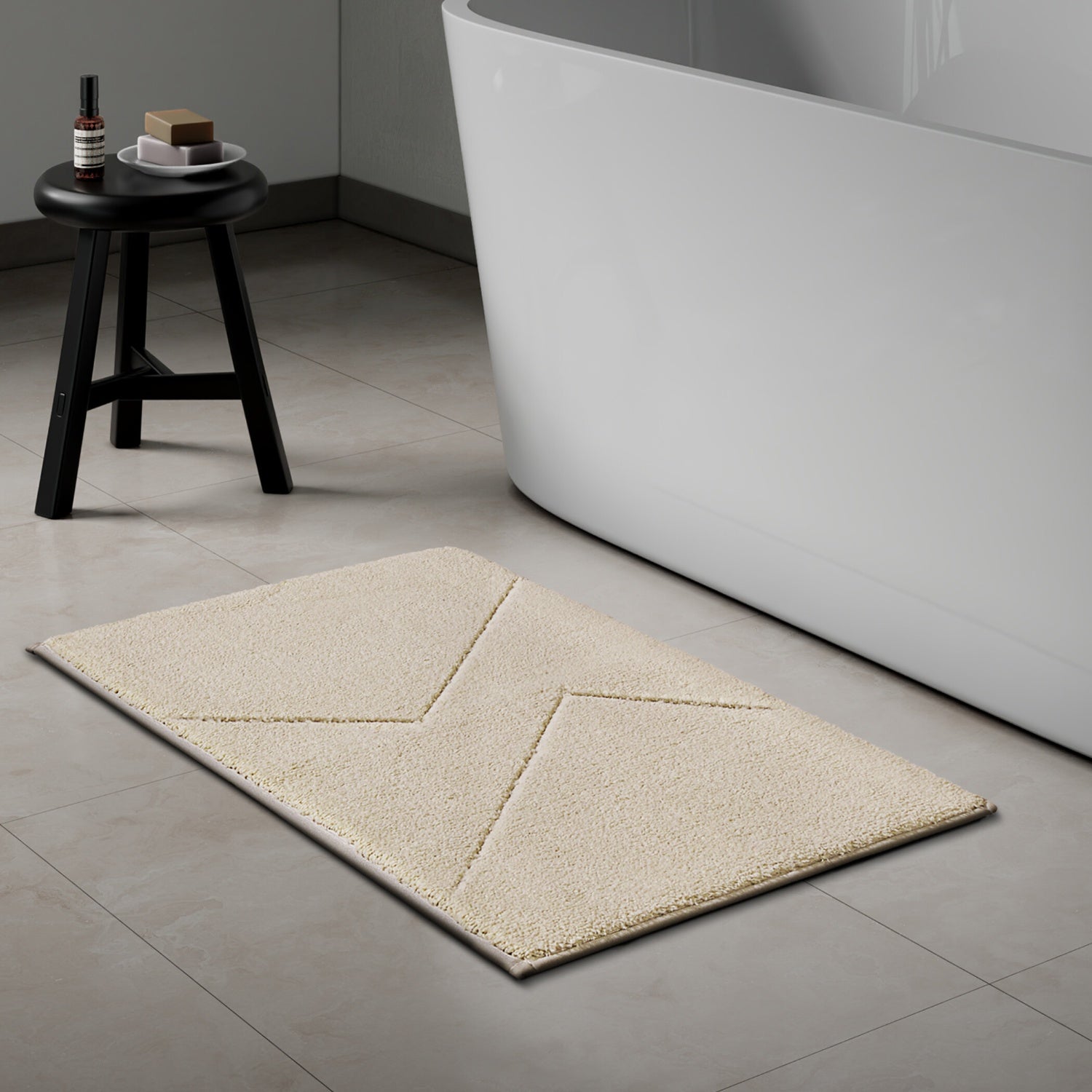 Spaces Swift Flow Polyester Small Bath Mat, 1677 GSM, Solid, Light Brown