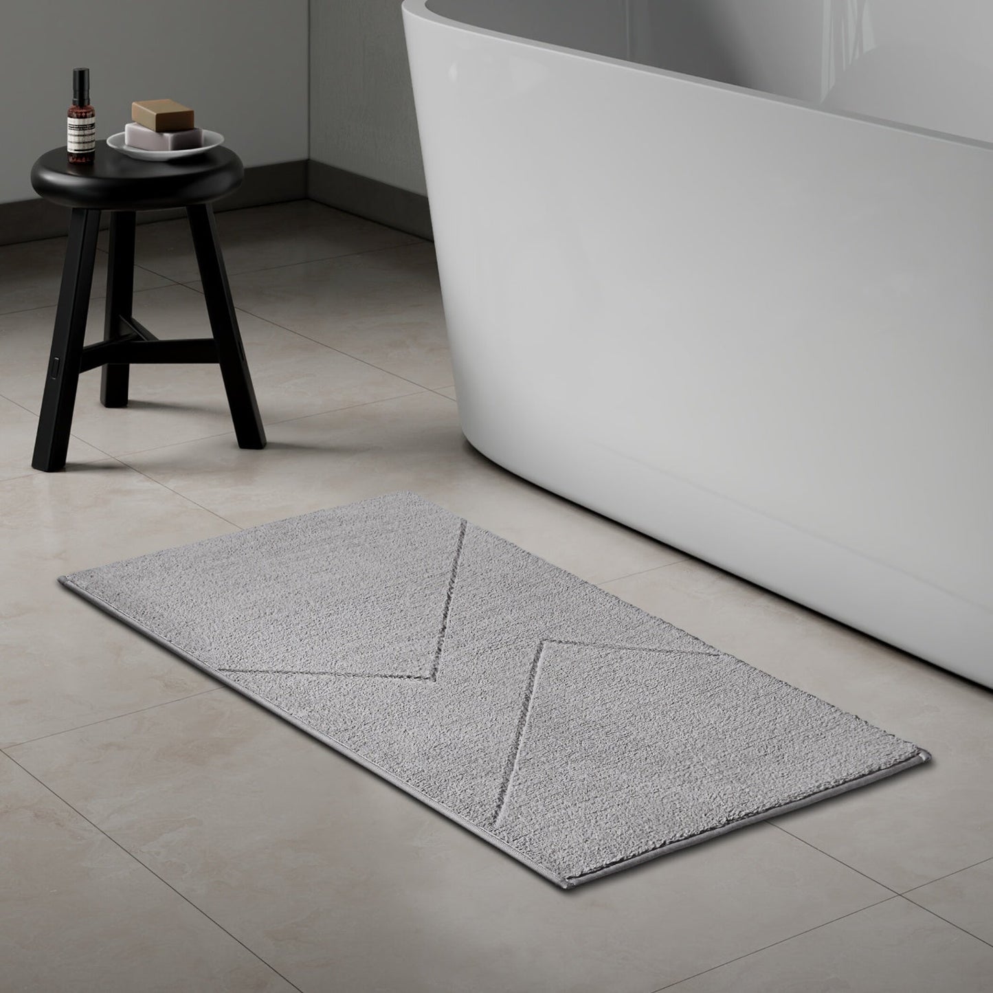 Spaces Swift Flow Polyester Large Bath Mat, 1659 GSM, Solid, Silver