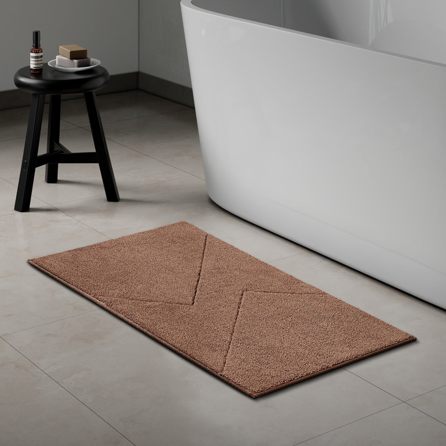 Spaces Swift Flow Polyester Large Bath Mat, 1659 GSM, Solid, Dark Brown