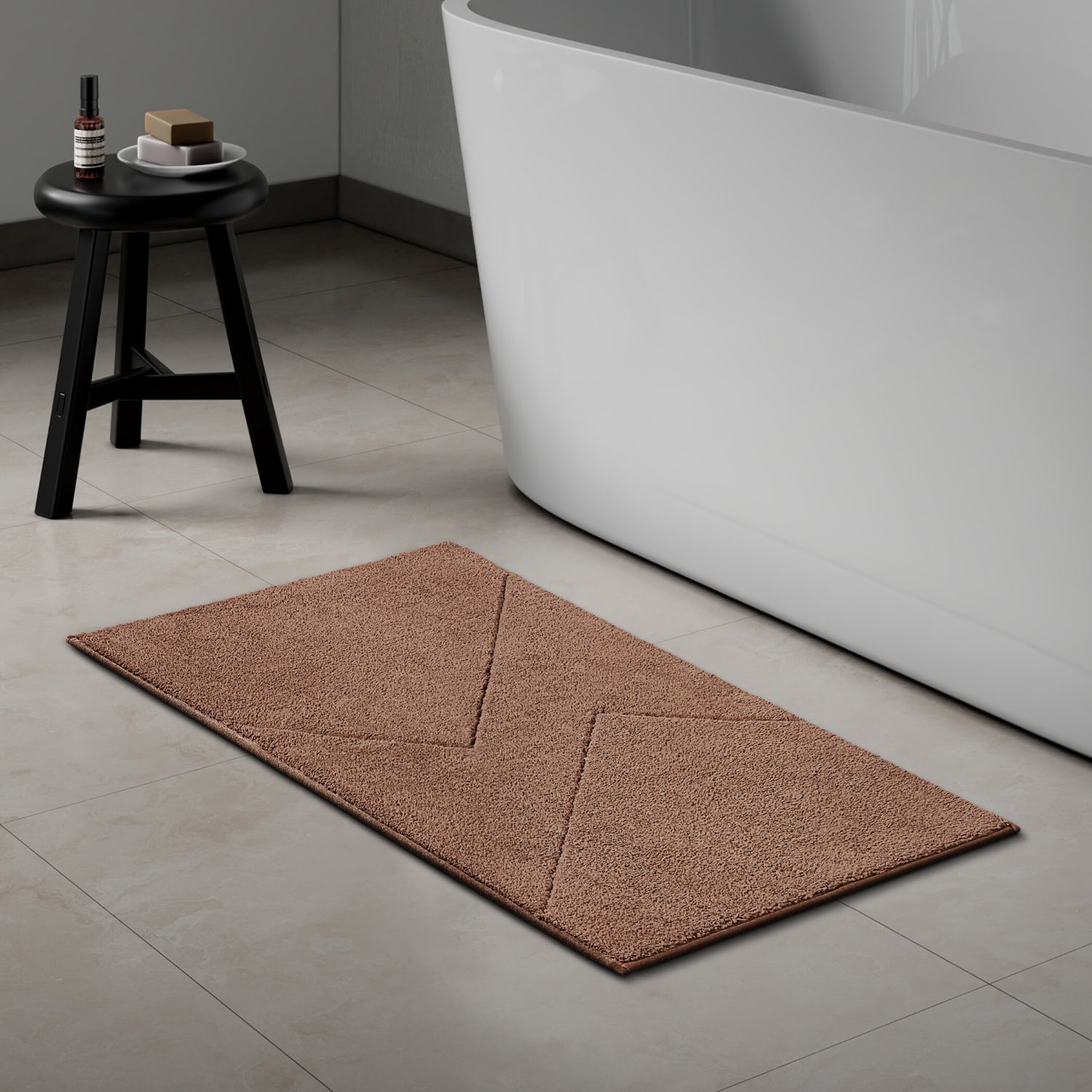 Spaces Swift Flow Polyester Large Bath Mat, 1659 GSM, Solid, Dark Brown