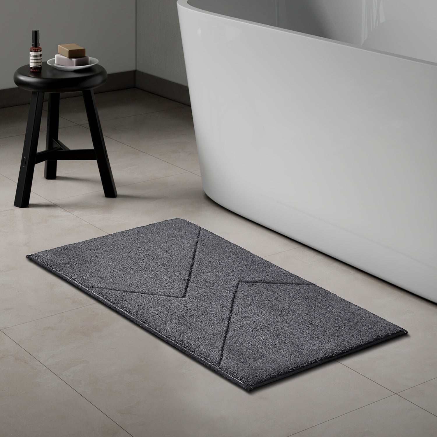 Spaces Swift Flow Polyester Large Bath Mat, 1659 GSM, Solid, Light Grey
