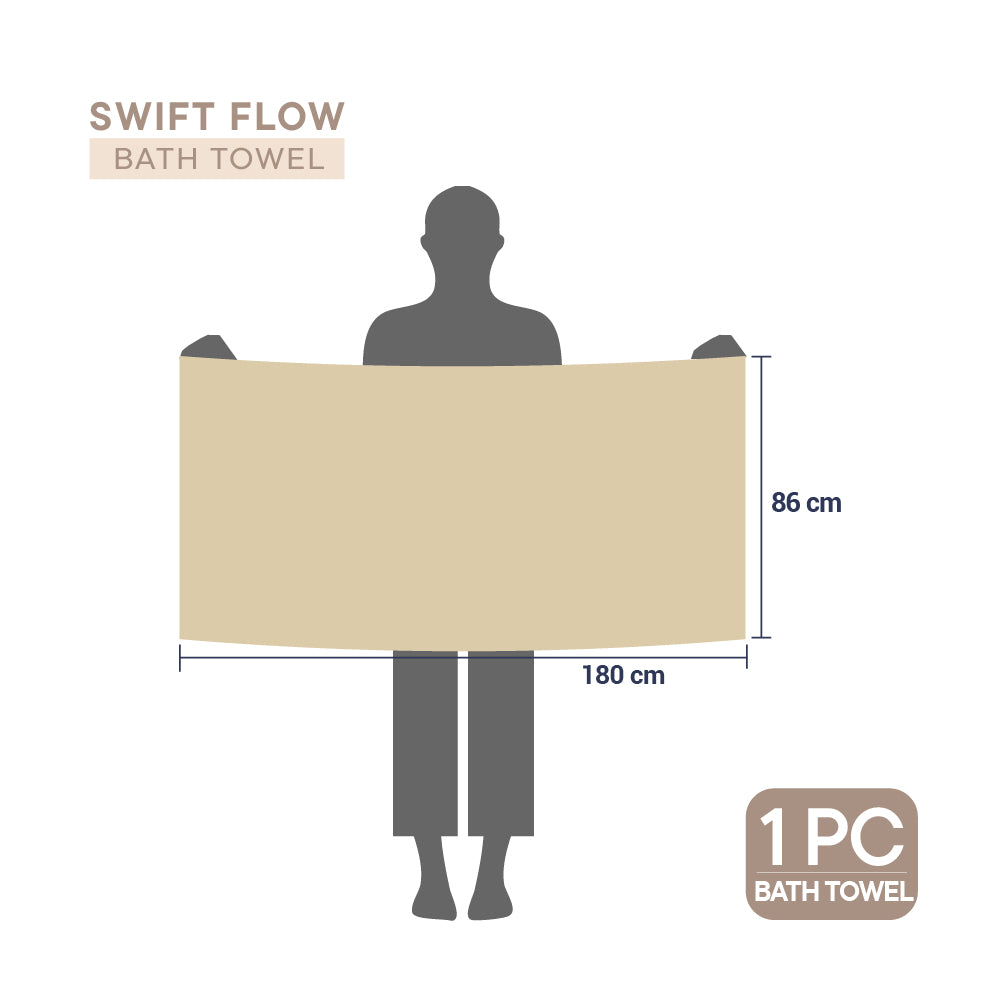 Spaces Swift Flow 100% Cotton Large Towel, 500 GSM, Solid, Light Brown