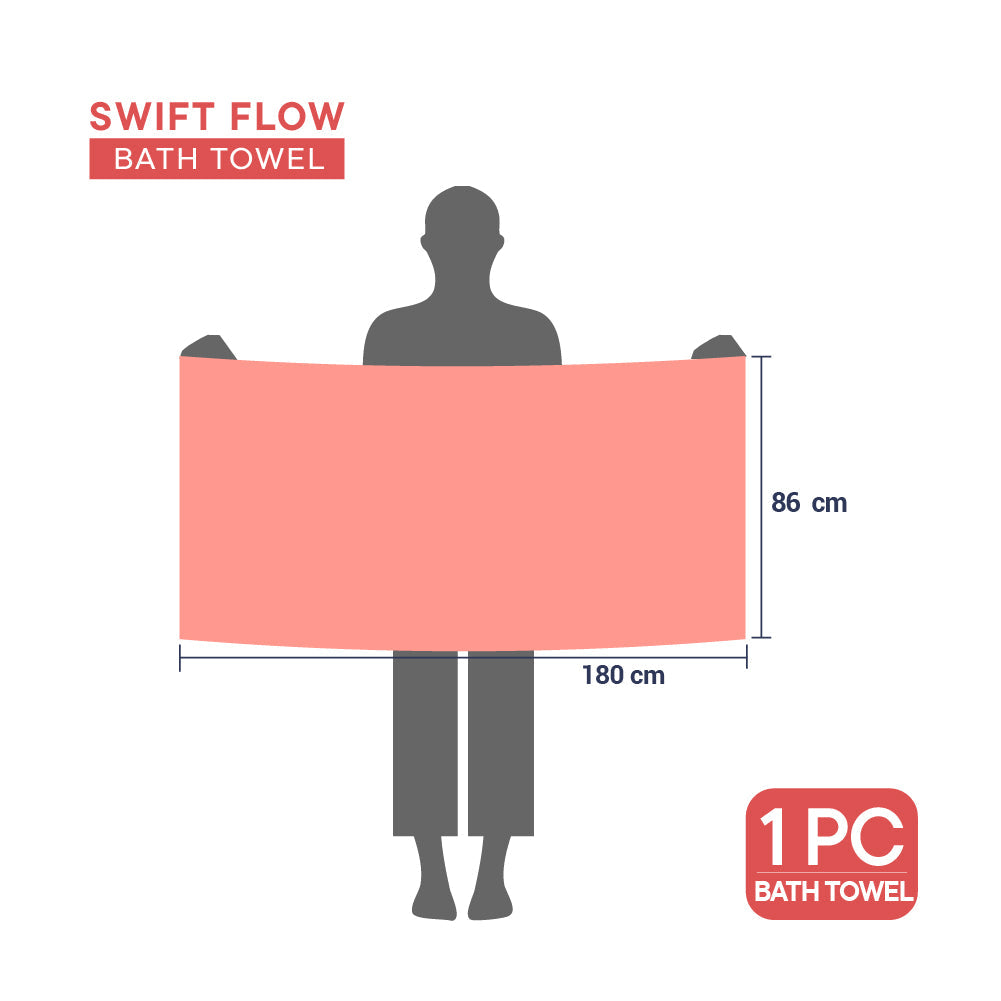 Spaces Swift Flow 100% Cotton Large Towel, 500 GSM, Solid, Red