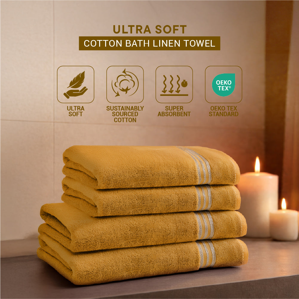 Spaces Swift Flow 100% Cotton Large Towel, 500 GSM, Solid, Gold