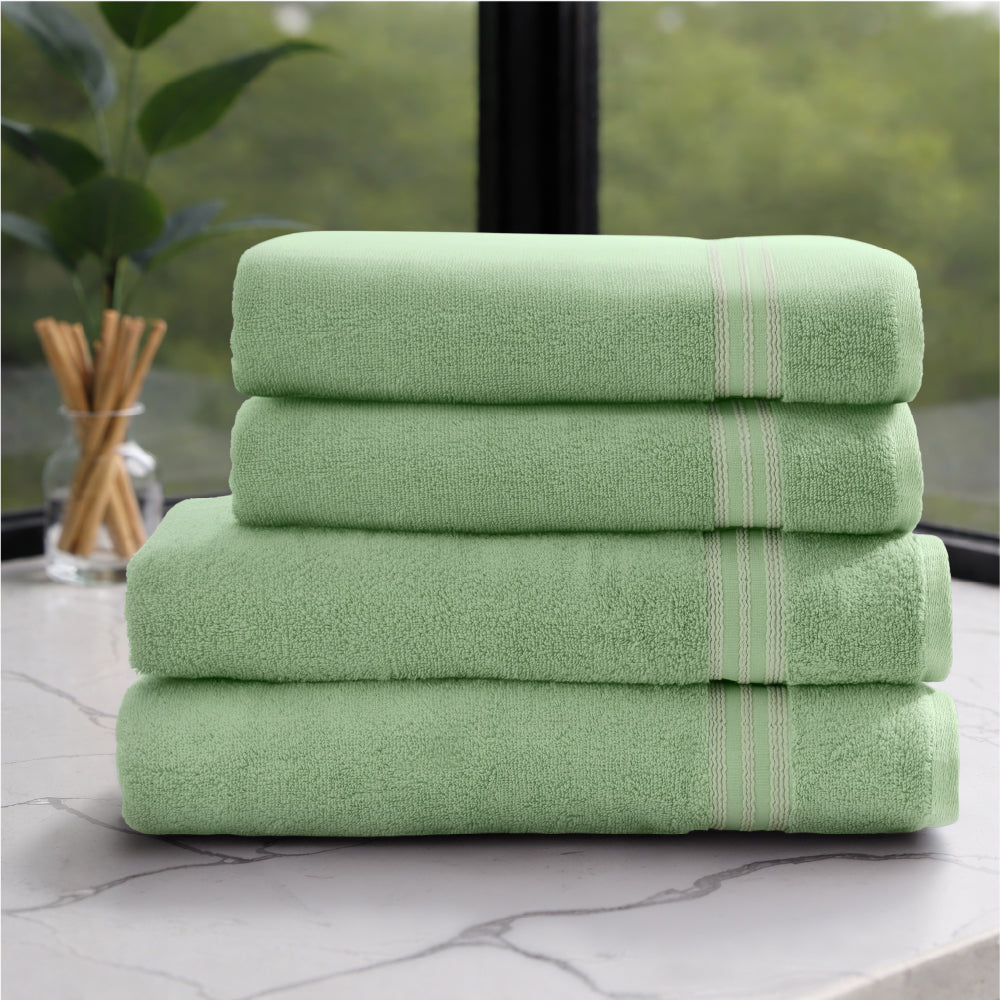 Spaces Swift Flow 100% Cotton Large Towel, 500 GSM, Solid, Light Green
