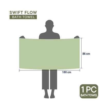 Spaces Swift Flow 100% Cotton Large Towel, 500 GSM, Solid, Light Green