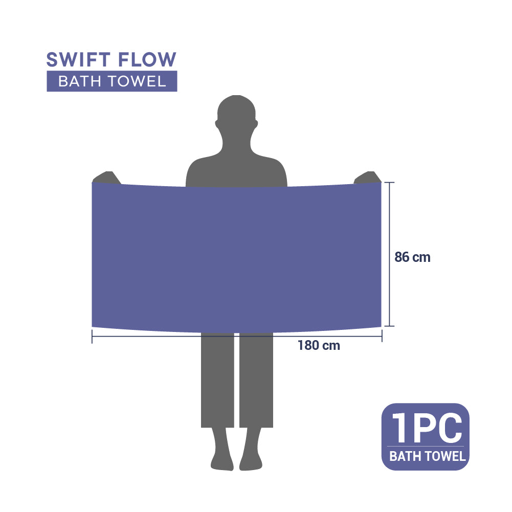 Spaces Swift Flow 100% Cotton Large Towel, 500 GSM, Solid, Blue