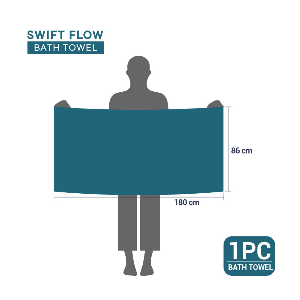 Spaces Swift Flow 100% Cotton Large Towel, 500 GSM, Solid, Dark Teal