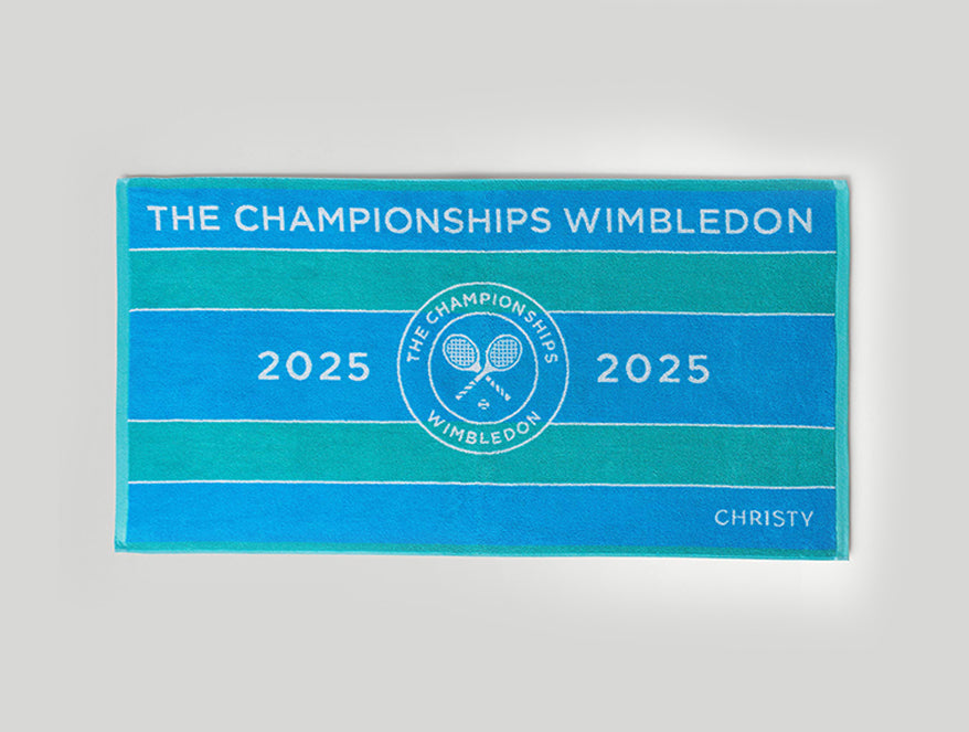 Spaces Wimbledon 2025 Jacquard Aqua Sky Blue 100% Cotton Bath Towel
