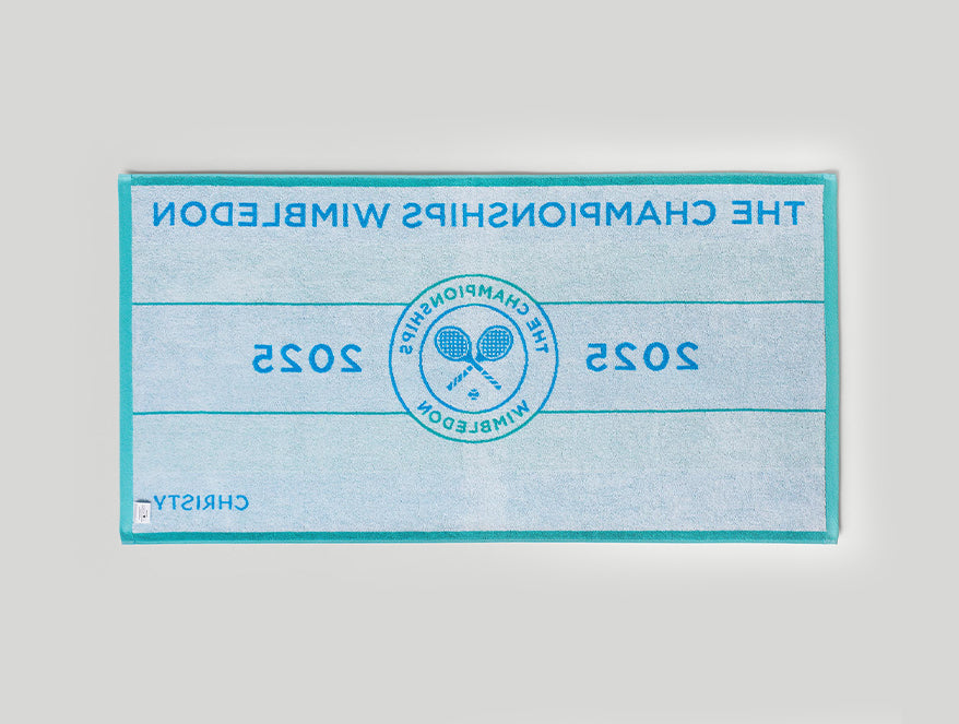 Spaces Wimbledon 2025 Jacquard Aqua Sky Blue 100% Cotton Bath Towel