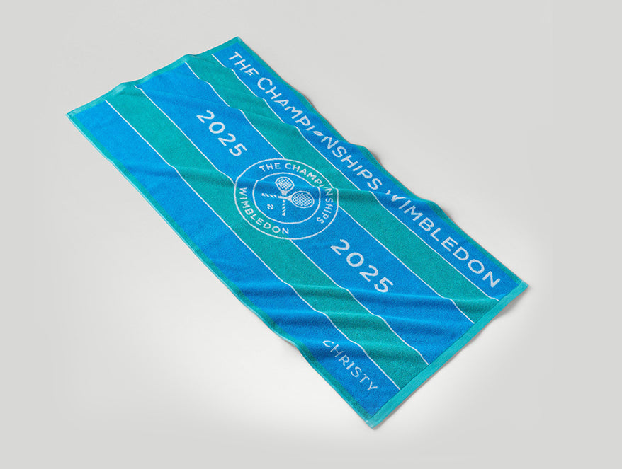 Spaces Wimbledon 2025 Jacquard Aqua Sky Blue 100% Cotton Bath Towel