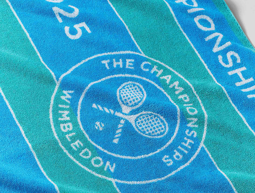 Spaces Wimbledon 2025 Jacquard Aqua Sky Blue 100% Cotton Bath Towel