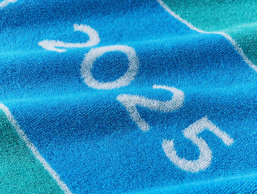 Spaces Wimbledon 2025 Jacquard Aqua Sky Blue 100% Cotton Bath Towel