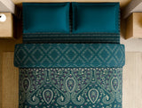 Spaces Rangana Multi 100% Cotton Double Quilt, 210 TC, Ornate, Dark Teal