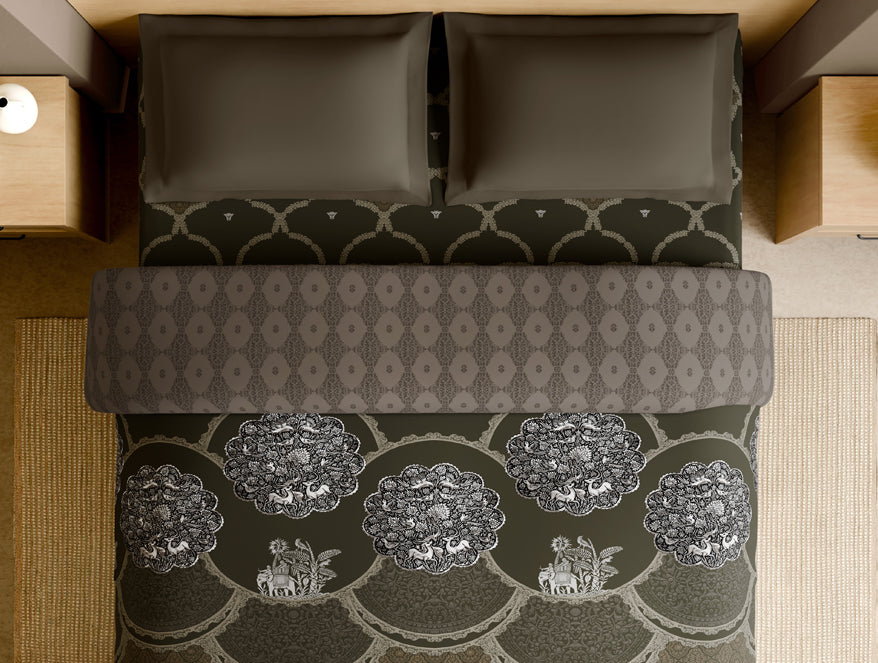 Spaces Rangana Multi 100% Cotton Double Quilt, 210 TC, Ornate, Dark Brown