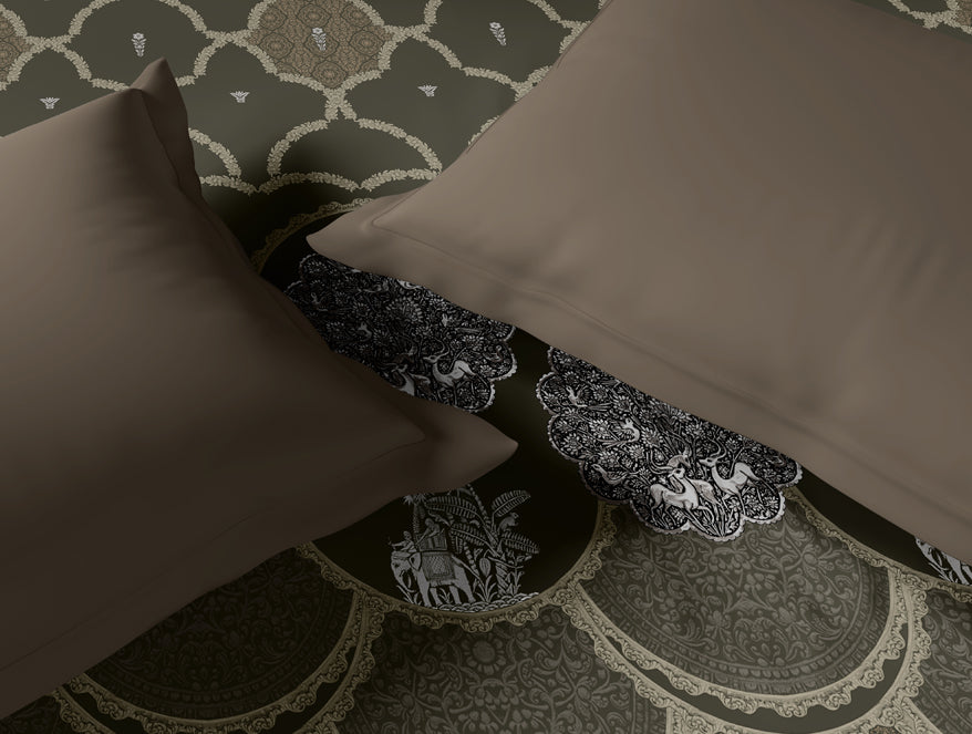 Spaces Rangana Multi 100% Cotton Double Quilt, 210 TC, Ornate, Dark Brown