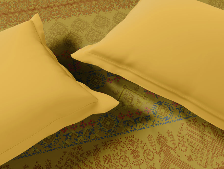 Spaces Rangana Multi 100% Cotton Double Quilt, 210 TC, Geometric, Light Yellow