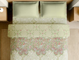 Spaces Rangana Muted 100% Cotton Double Quilt, 210 TC, Floral, Light Yellow