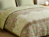 Spaces Rangana Muted 100% Cotton Double Quilt, 210 TC, Floral, Light Yellow