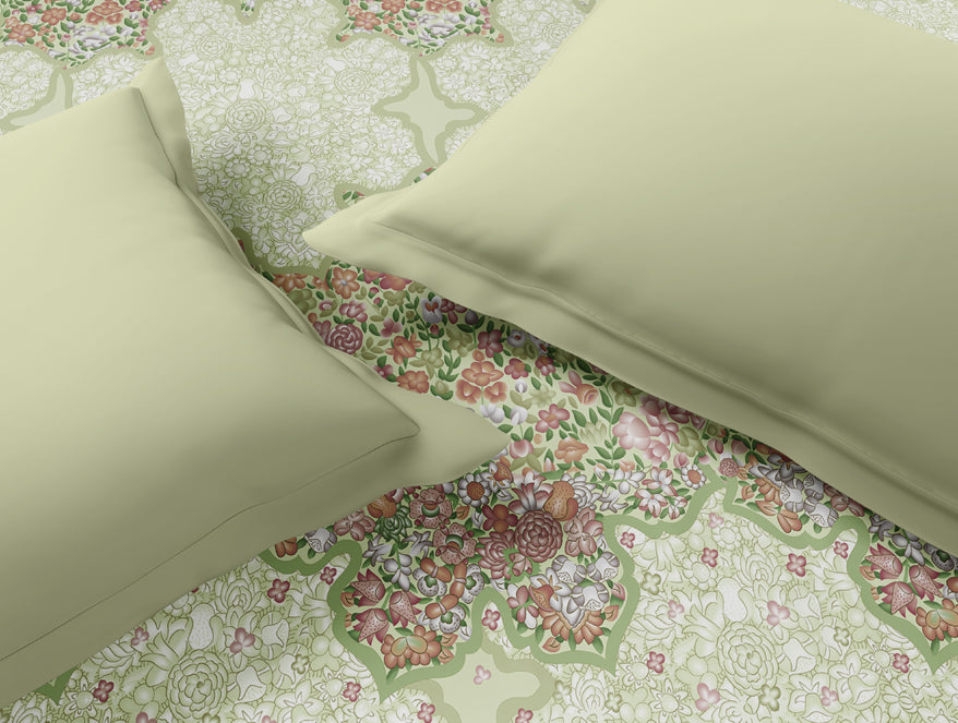 Spaces Rangana Muted 100% Cotton Double Quilt, 210 TC, Floral, Light Yellow