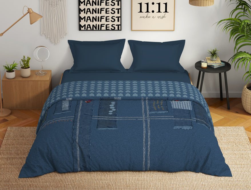 Spaces Genz 100% Cotton Double Quilt, 180 TC, Characters, Light Blue
