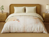 Spaces Organic Cotton Double Quilt, 180 TC, Floral, Light Peach