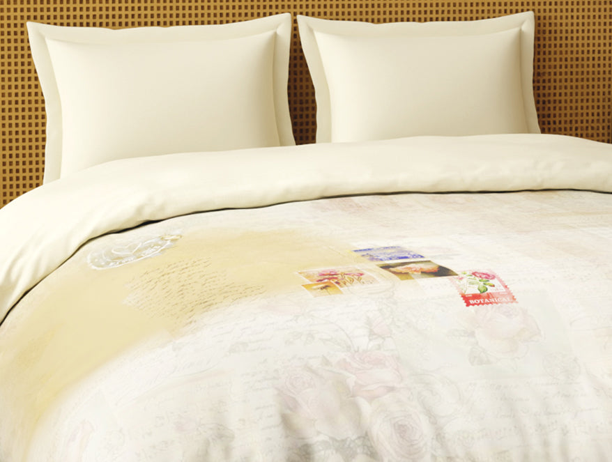 Spaces Organic Cotton Double Quilt, 180 TC, Floral, Light Peach