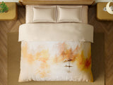 Spaces Organic Cotton Double Quilt, 180 TC, Floral, Light Peach