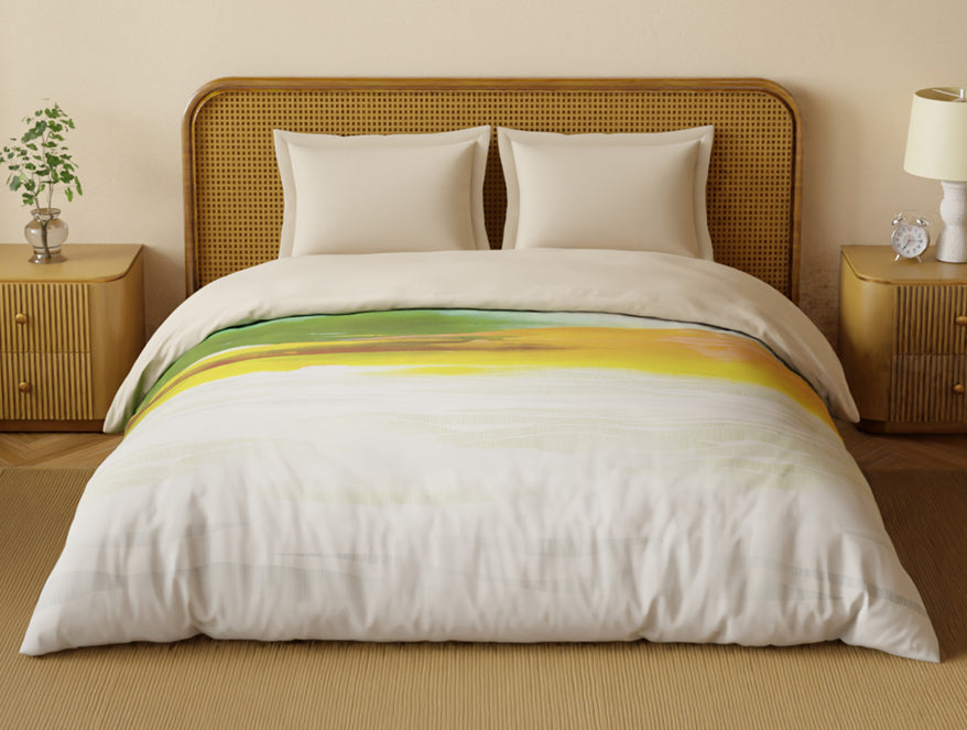 Spaces Organic Cotton Double Quilt, 180 TC, Abstract, Orange