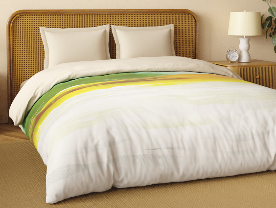 Spaces Organic Cotton Double Quilt, 180 TC, Abstract, Orange