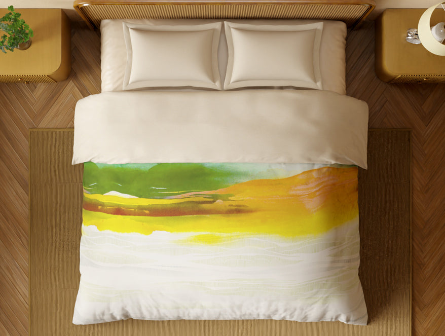 Spaces Organic Cotton Double Quilt, 180 TC, Abstract, Orange