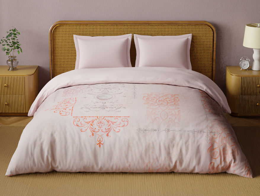Spaces Organic Cotton Double Quilt, 180 TC, Oranate, Light Blush