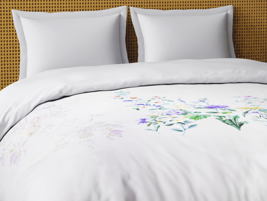 Spaces Organic Cotton Double Quilt, 180 TC, Floral, Light Violet