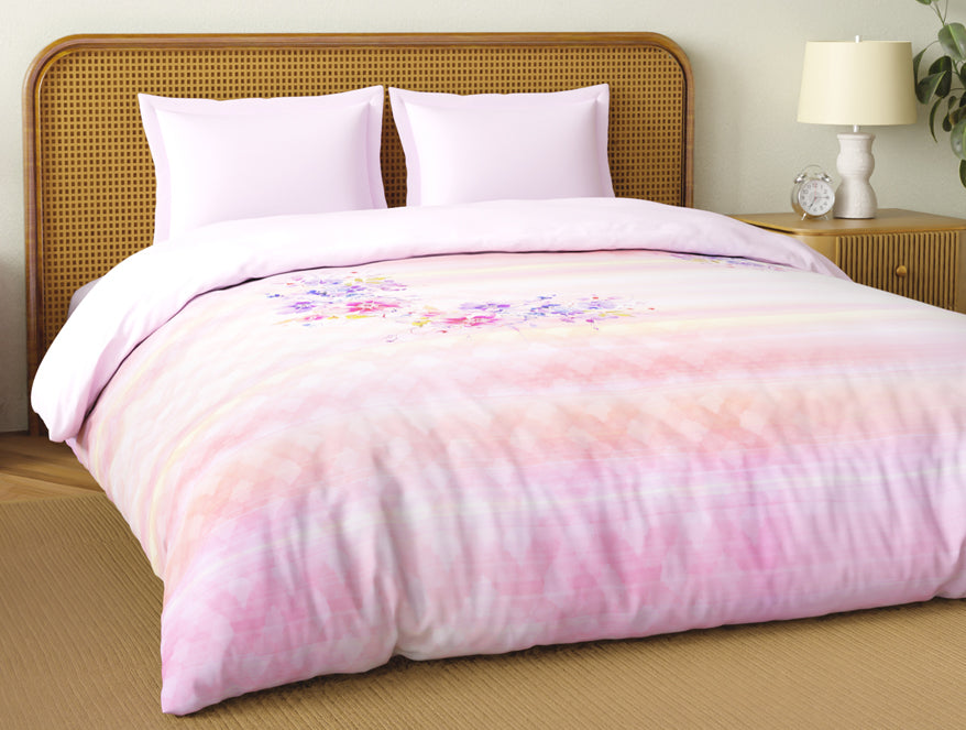 Spaces Organic Cotton Double Quilt, 180 TC, Floral, Light Violet