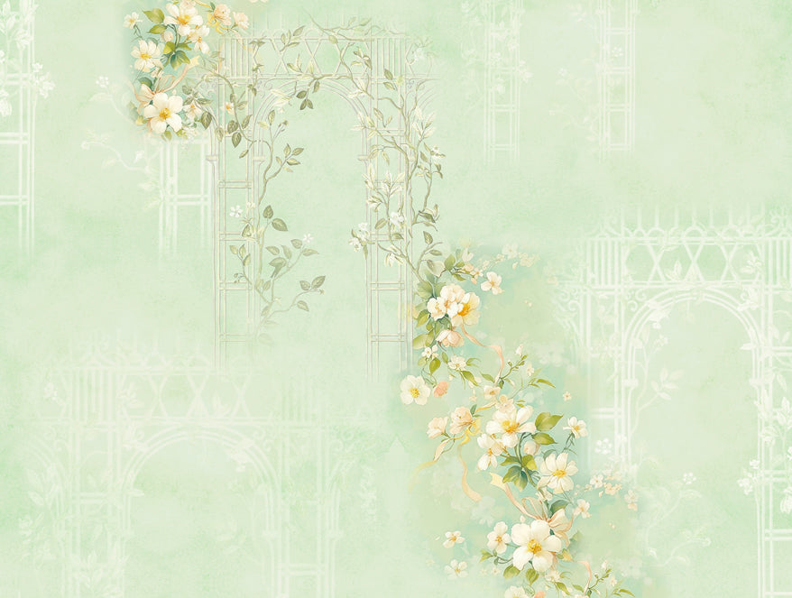 Spaces Organic Cotton Double Quilt, 180 TC, Floral, Light Green