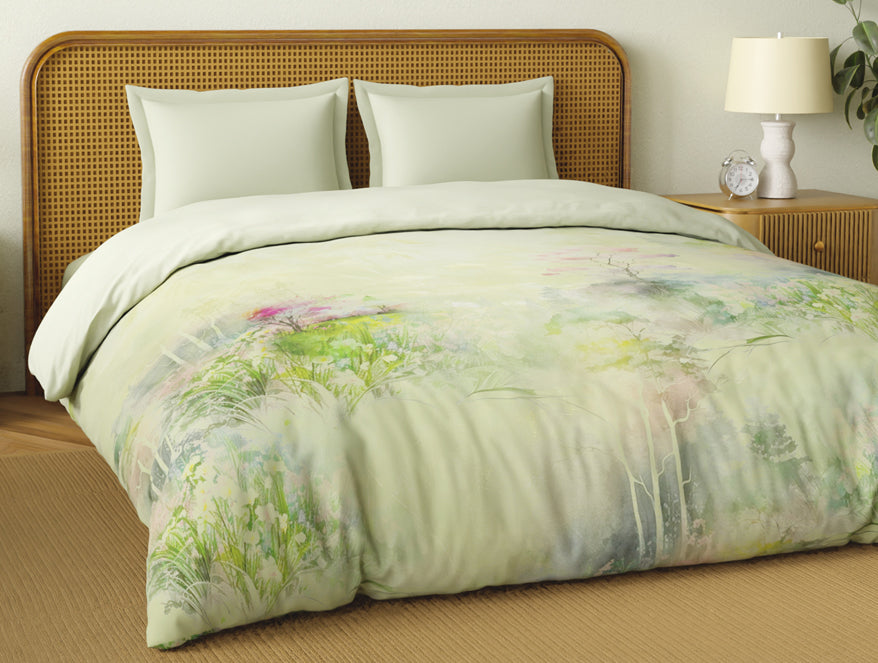 Spaces Organic Cotton Double Quilt, 180 TC, Floral, Light Yellow