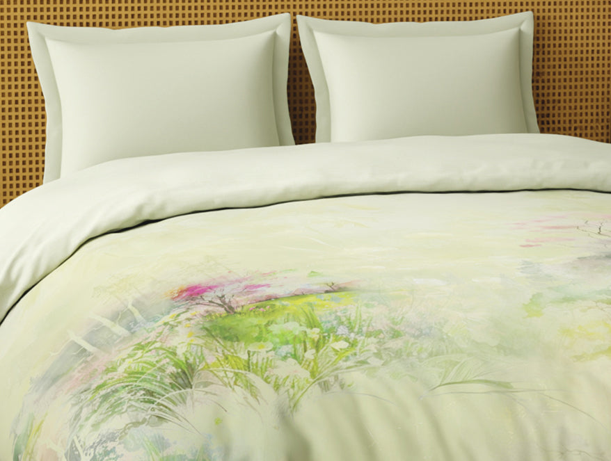 Spaces Organic Cotton Double Quilt, 180 TC, Floral, Light Yellow