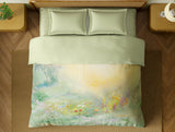 Spaces Organic Cotton Double Quilt, 180 TC, Floral, Light Green