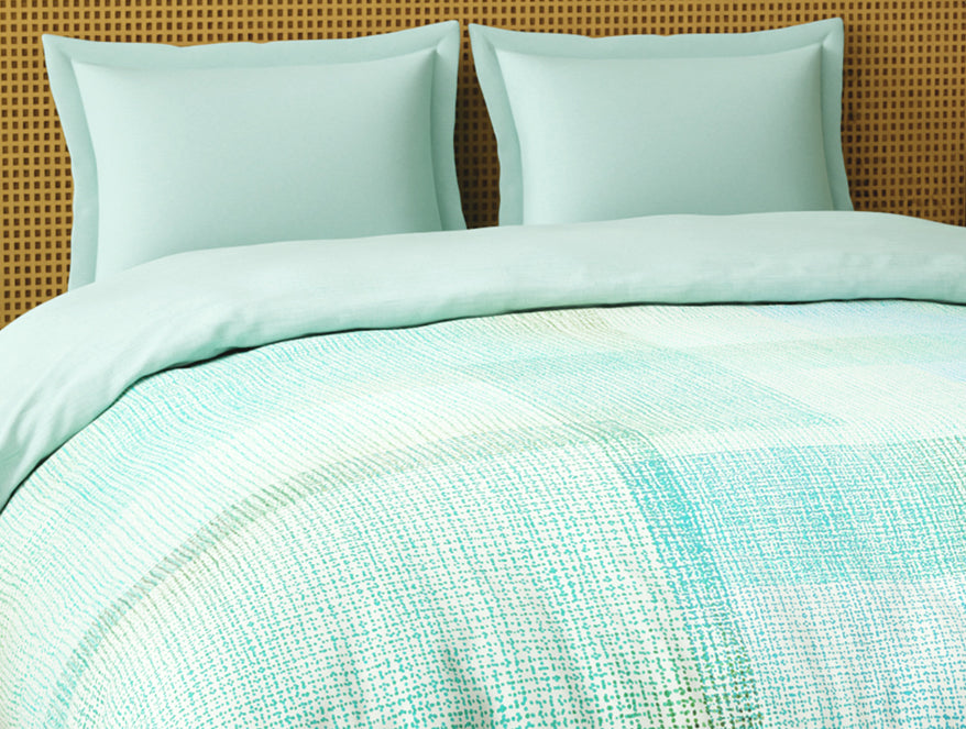 Spaces Organic Cotton Double Quilt, 180 TC, Geometric, Light Blue