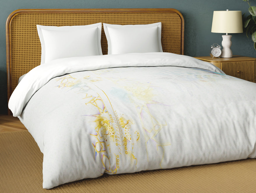 Spaces Organic Cotton Double Quilt, 180 TC, Abstract, Light Grey