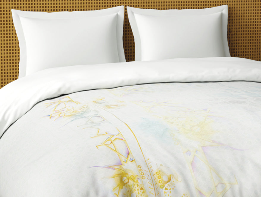 Spaces Organic Cotton Double Quilt, 180 TC, Abstract, Light Grey