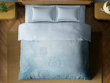 Spaces Organic Cotton Double Quilt, 180 TC, Oranate, Light Blue