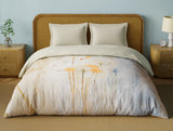 Spaces Organic Cotton Double Quilt, 180 TC, Floral, Light Taupe